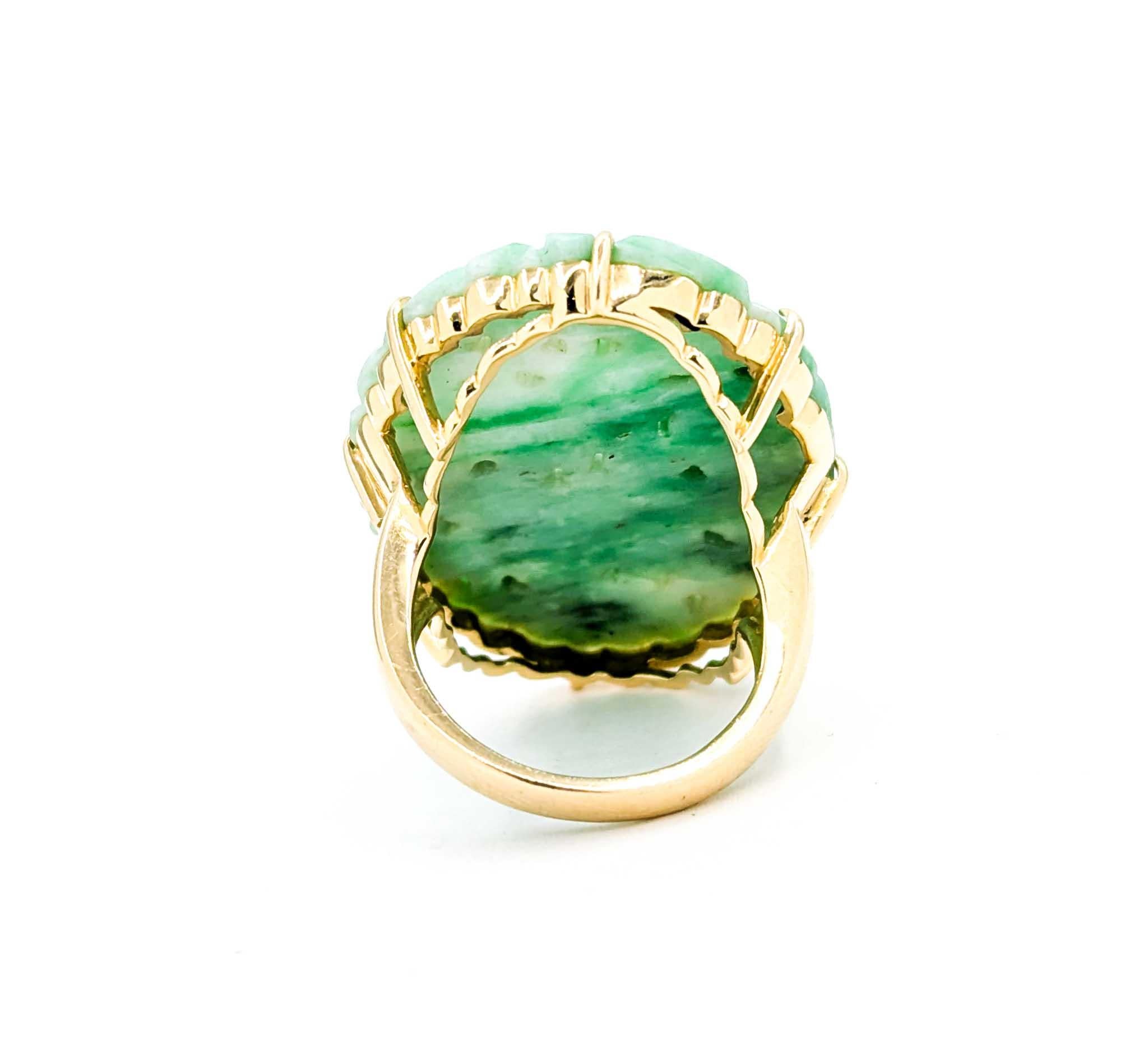 Squisito anello di giada e oro 14k in vendita 2