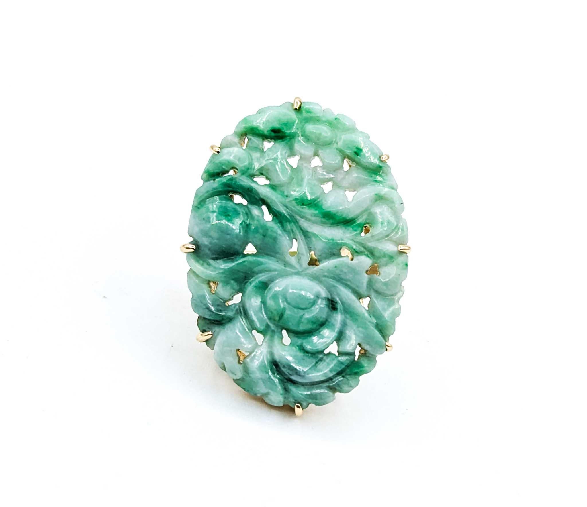 Squisito anello di giada e oro 14k in vendita 4