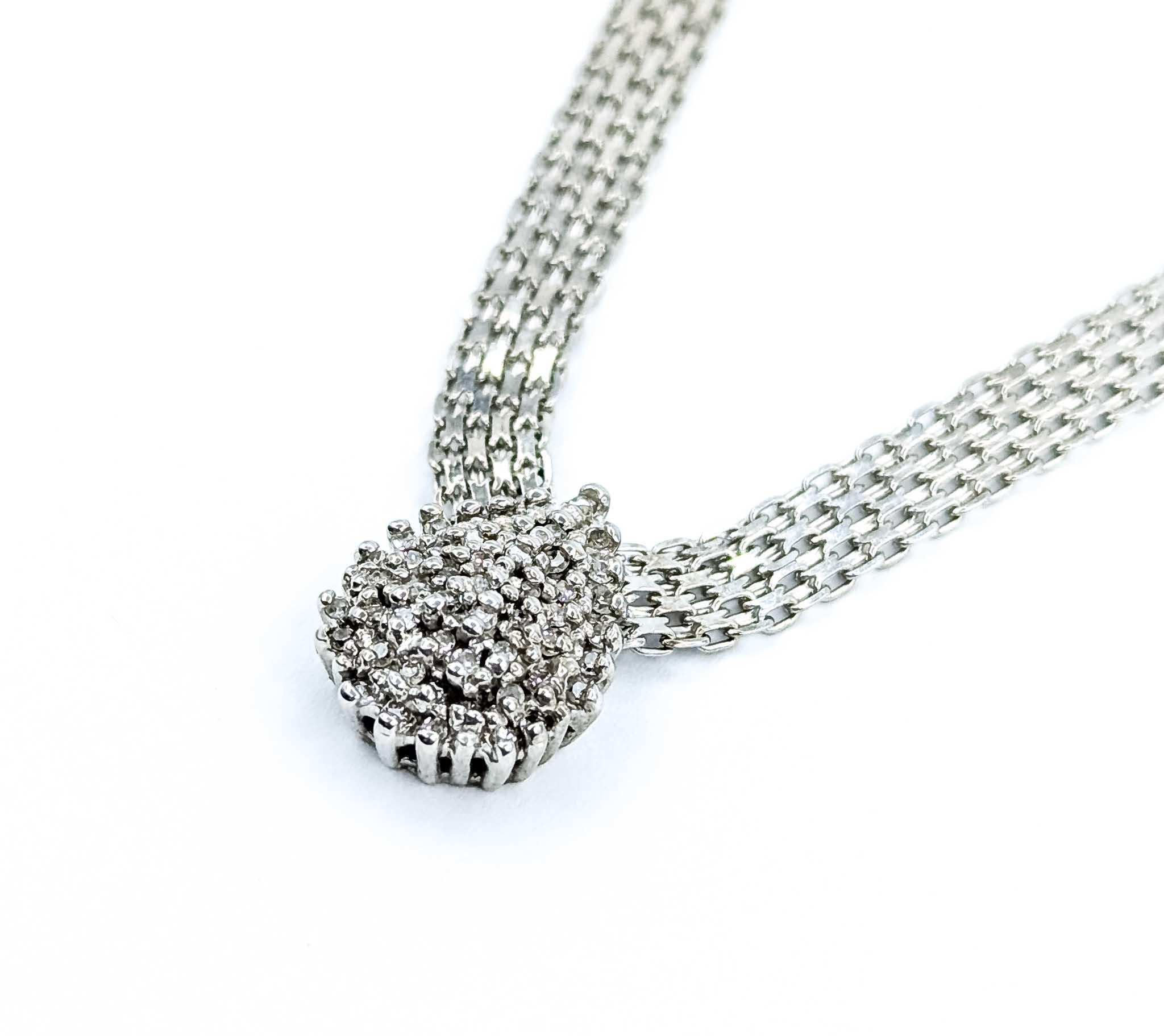 Taglio rotondo Collana di diamanti in oro bianco 10 carati in vendita