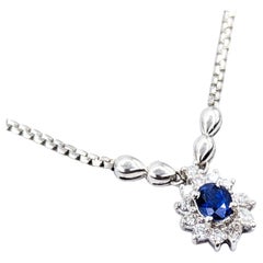 Sapphire and Diamond Necklace in 850pt Starburst Gold