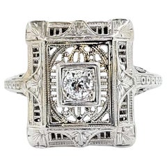 Diamond Filigree Ring in 18k White Gold