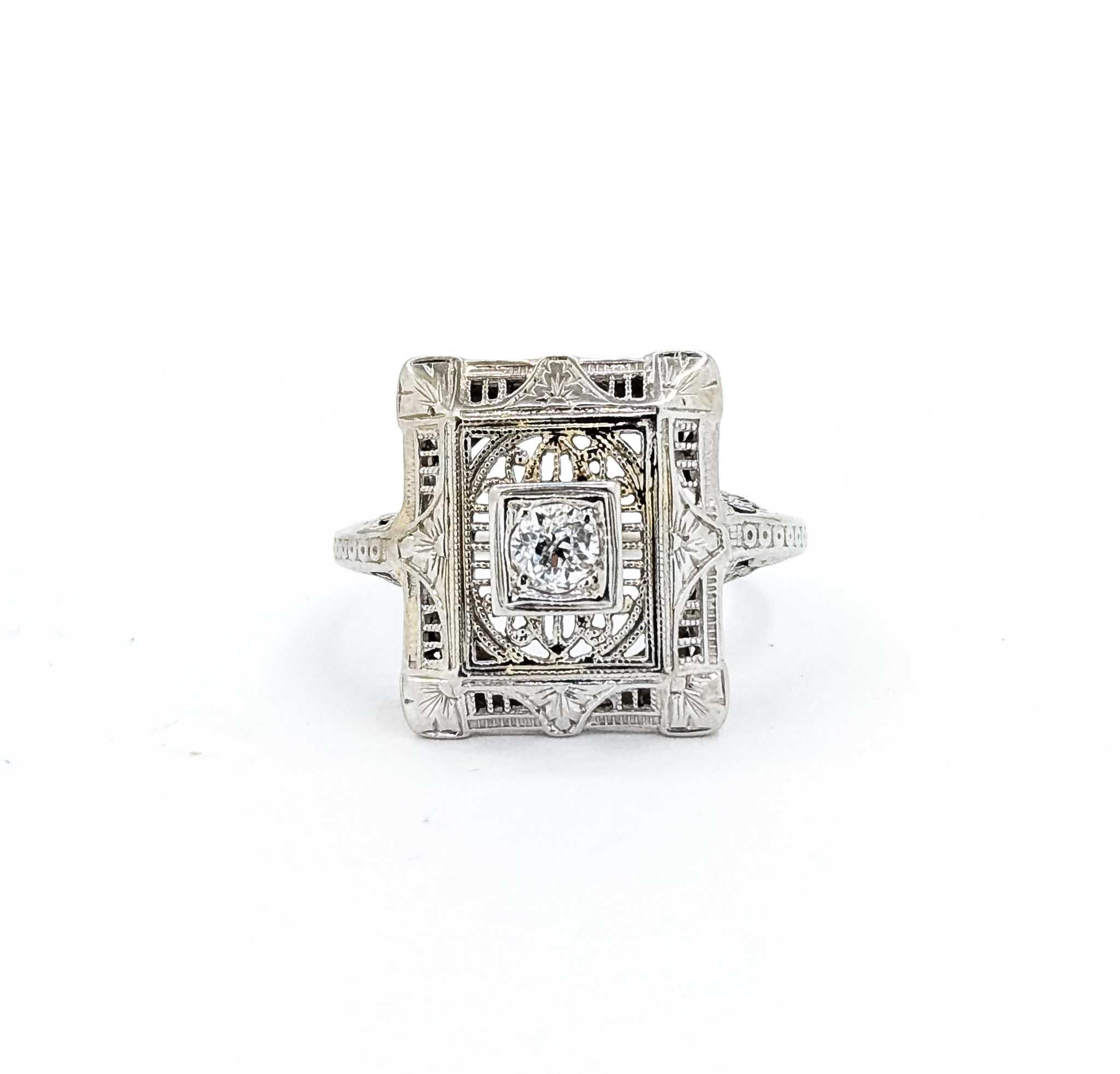 Anello con diamante in filigrana in oro bianco 18 carati in vendita 3