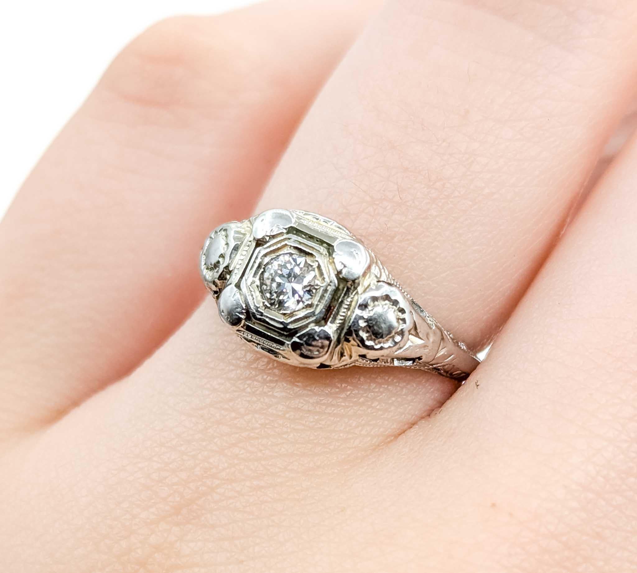 Anello con diamante in filigrana in oro bianco 18 carati In condizioni ottime in vendita a Bloomington, MN