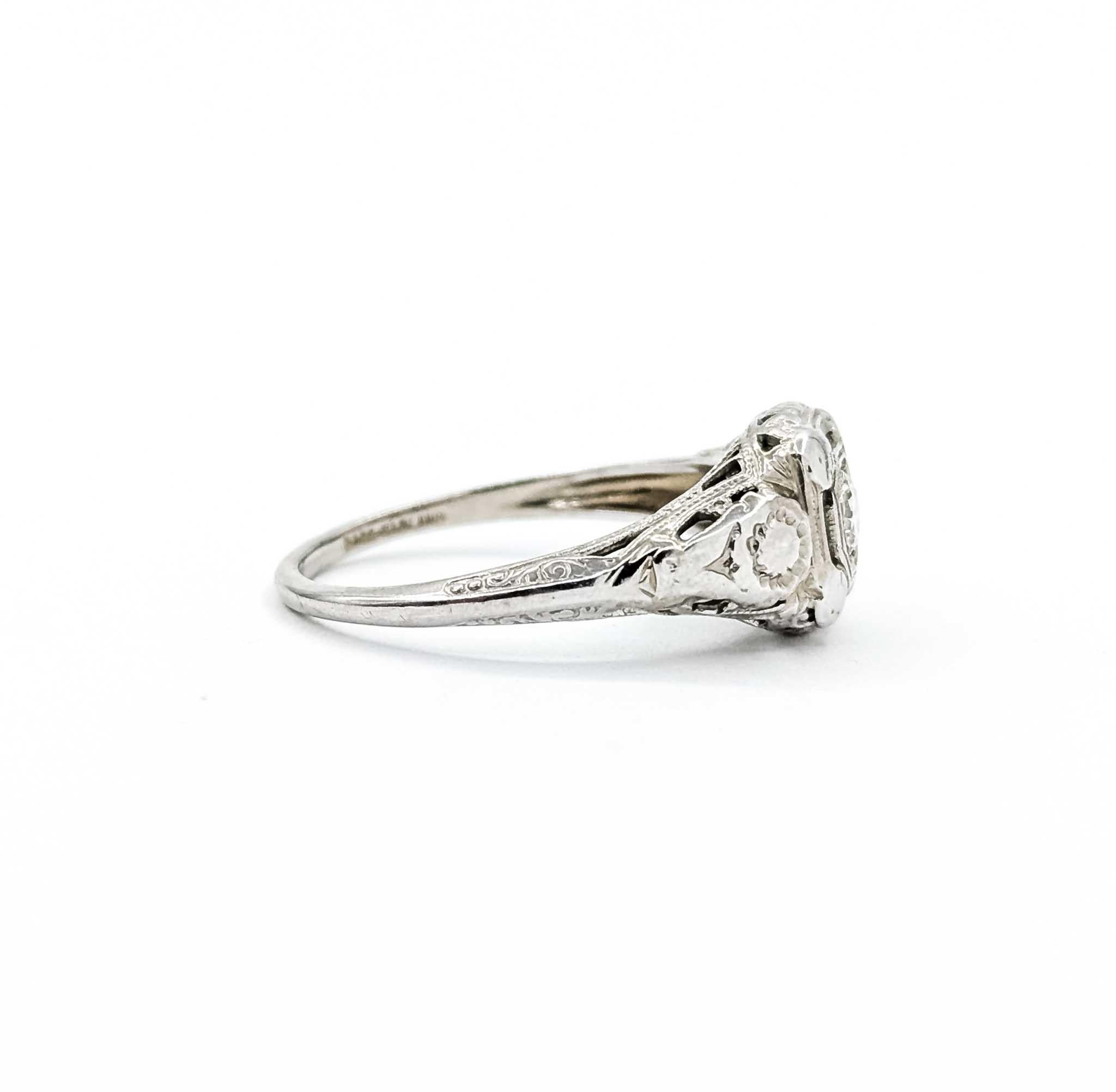 Anello con diamante in filigrana in oro bianco 18 carati in vendita 1