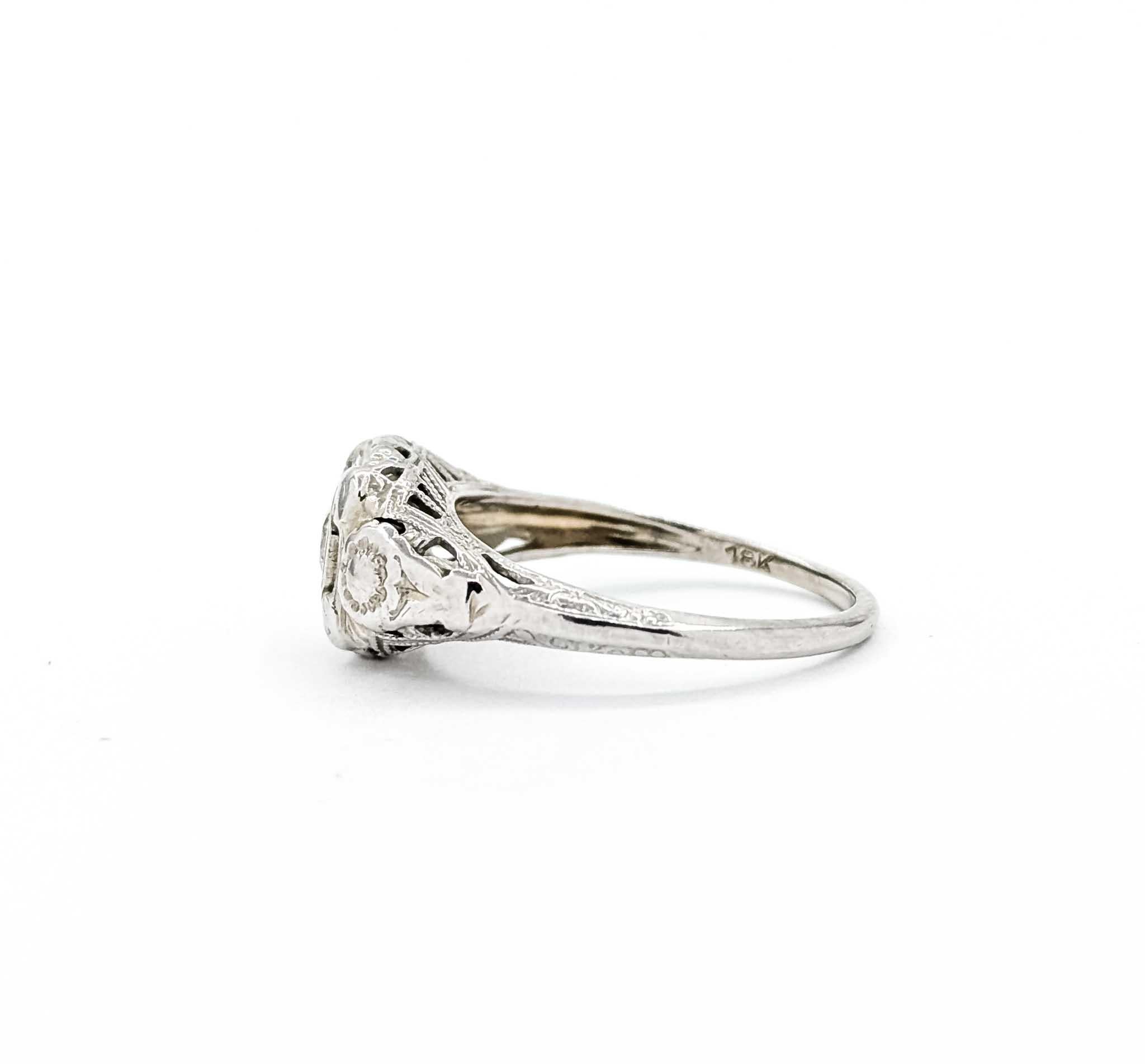 Anello con diamante in filigrana in oro bianco 18 carati in vendita 2