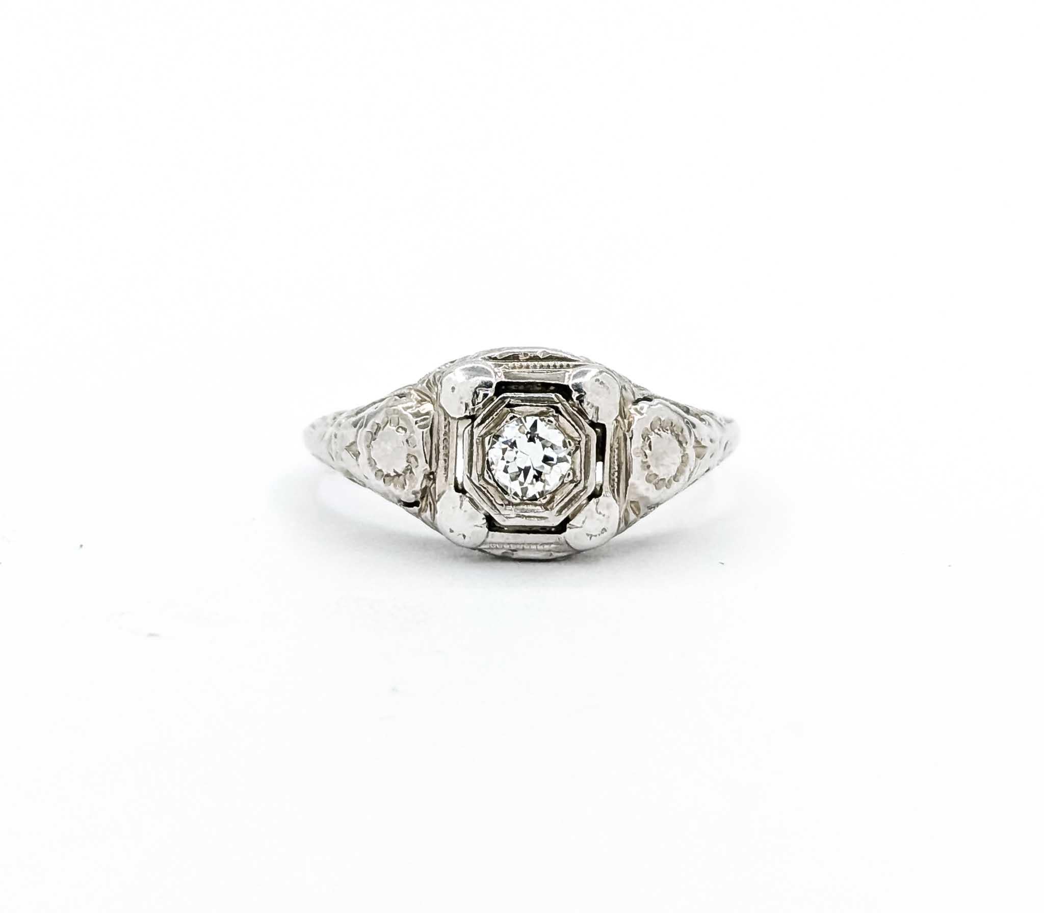 Anello con diamante in filigrana in oro bianco 18 carati in vendita 5