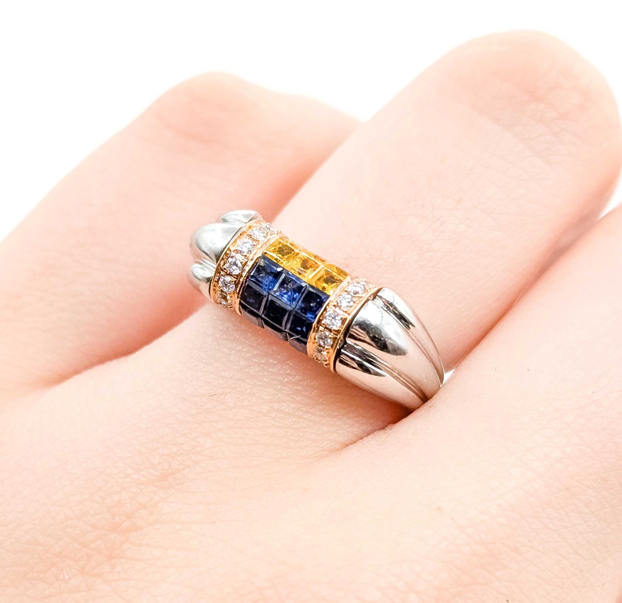 Anello con zaffiro e diamante in oro bianco 18 ct. In condizioni ottime in vendita a Bloomington, MN