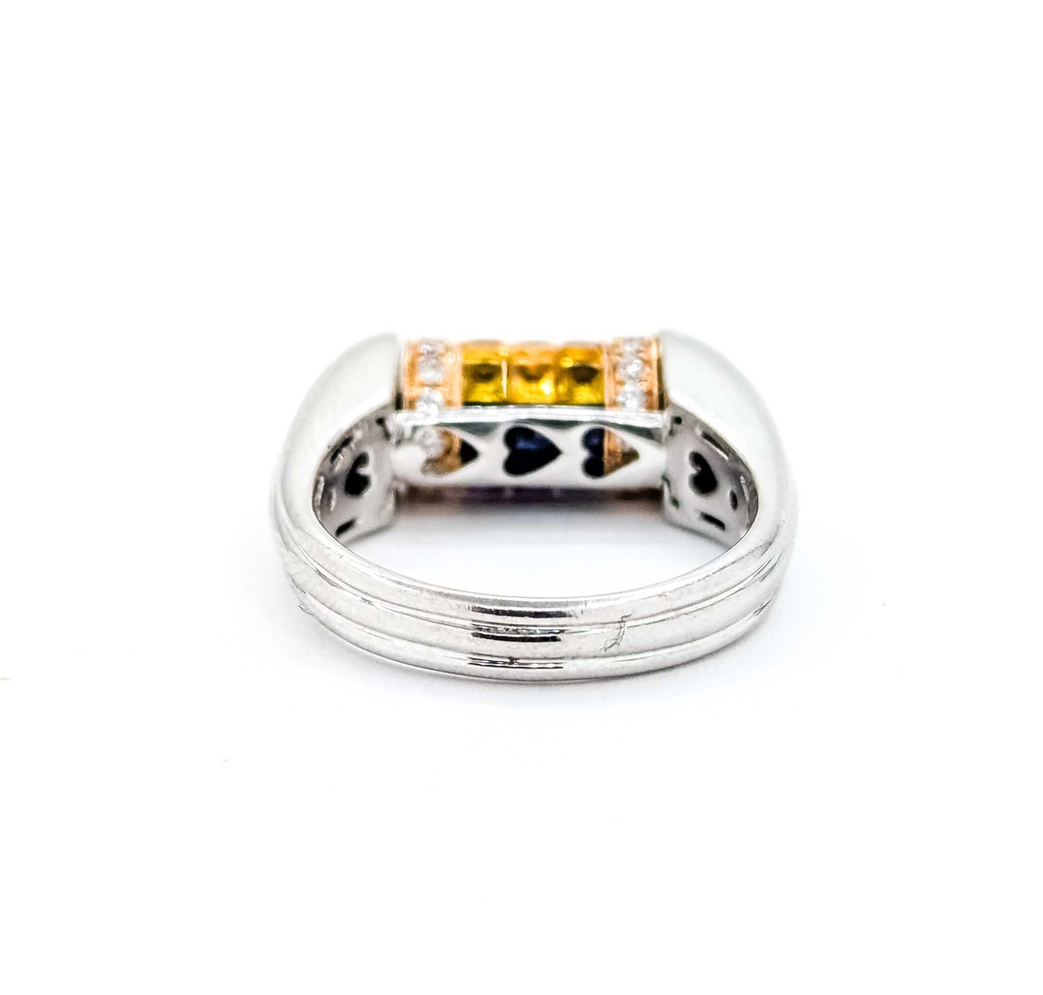 Anello con zaffiro e diamante in oro bianco 18 ct. in vendita 1