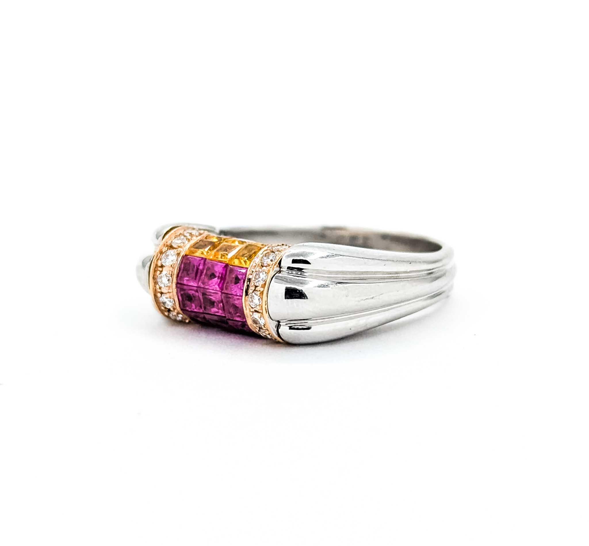 Contemporaneo Anello con zaffiro e diamante in oro bianco 18 ct. in vendita