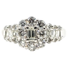 Diamond Geometric Halo Ring in Platinum