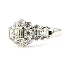 Diamond Geometric Halo Ring in Platinum