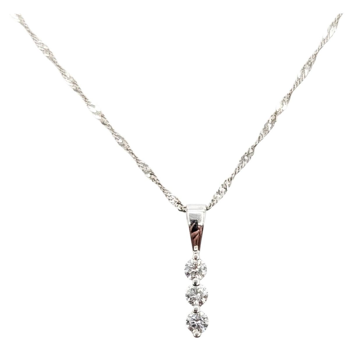Delicate Diamond Bar Pendant Necklace in 14k White Gold