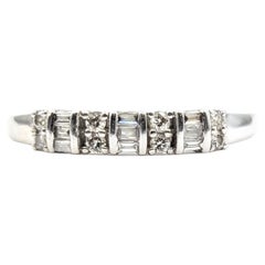 Diamond Round & Baguette Bridal Band in 14k White Gold