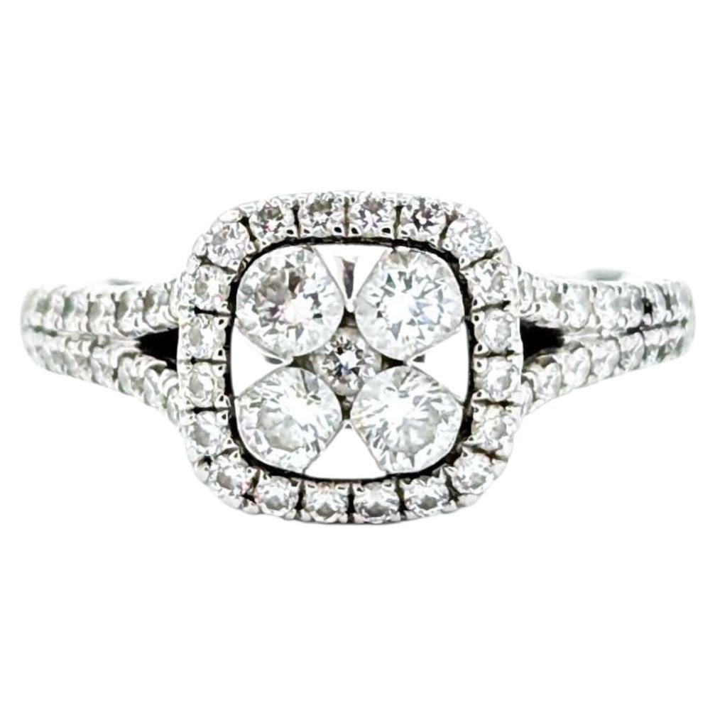 Diamond Cushion Cluster Ring in 14k White Gold