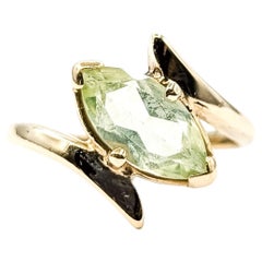 Uranium Glass Marquise Bypass Ring in 14k Yellow Gold