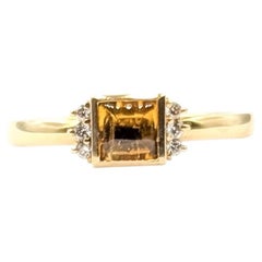 Radiant Citrine & Diamond Ring in 18k Yellow Gold