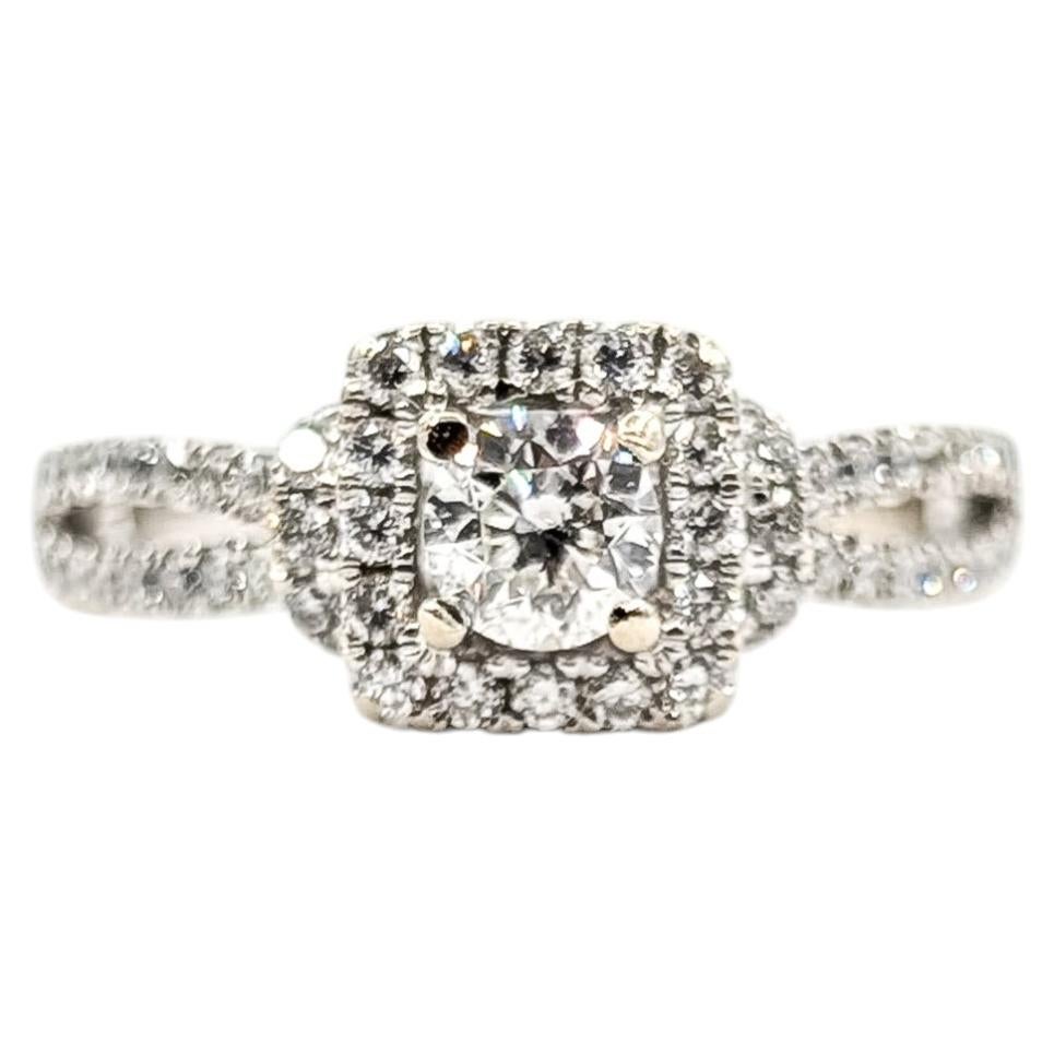 Diamond Engagement Ring in 14k White Gold For Sale