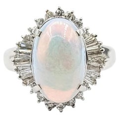 Ethiopian Opal & Diamond Ring in Platinum