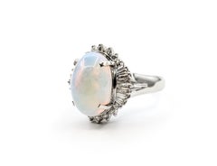 Ethiopian Opal & Diamond Ring in Platinum