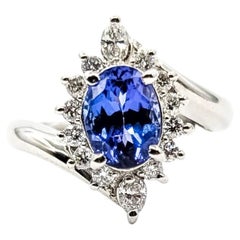 Elegant Tanzanite & Diamond Bypass Ring in Platinum