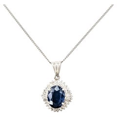 Ballerina Halo Sapphire and Diamond Pendant Necklace in Platinum