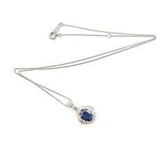 Ballerina Halo Sapphire and Diamond Pendant Necklace in Platinum