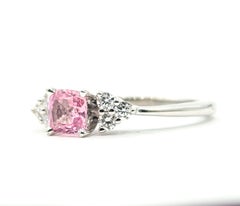 Pink Sapphire and Diamond Floral Cluster Ring in 14k White Gold