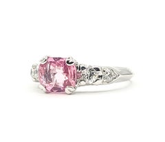 Vintage Pink Sapphire and Diamond Five-Stone Ring in Platinum- GIA 2235934095