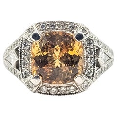 Unheated Orange-Yellow Sapphire and Diamond Ring in Platinum- GIA 2235953862