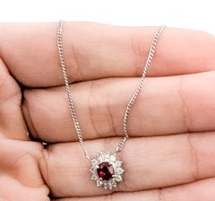Floral Ruby & Diamond Pendant Necklace in Platinum
