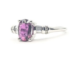 Classic Unheated Ruby & Diamond Ring in 18k White Gold- GIA 1236866309