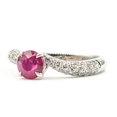 Bypass Burma Ruby and Diamond Ring in 18k White Gold- GIA 1232927526