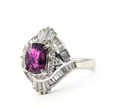 Cocktail Bypass Ruby and Diamond Ring in Platinum- GIA 2231885337