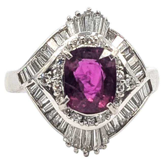 Cocktail Bypass Ruby and Diamond Ring in Platinum- GIA 2231885337 For Sale