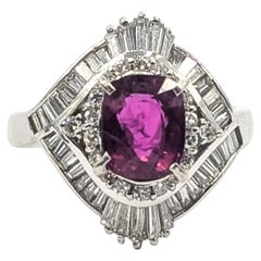 Cocktail Bypass Ruby and Diamond Ring in Platinum- GIA 2231885337
