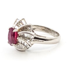 Leaf Motif Ruby and Diamond Cocktail Ring in Platinum- GIA 2235818463
