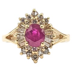 Ballerina Halo Ruby and Diamond Ring in 14k Yellow Gold- GIA 6237536467