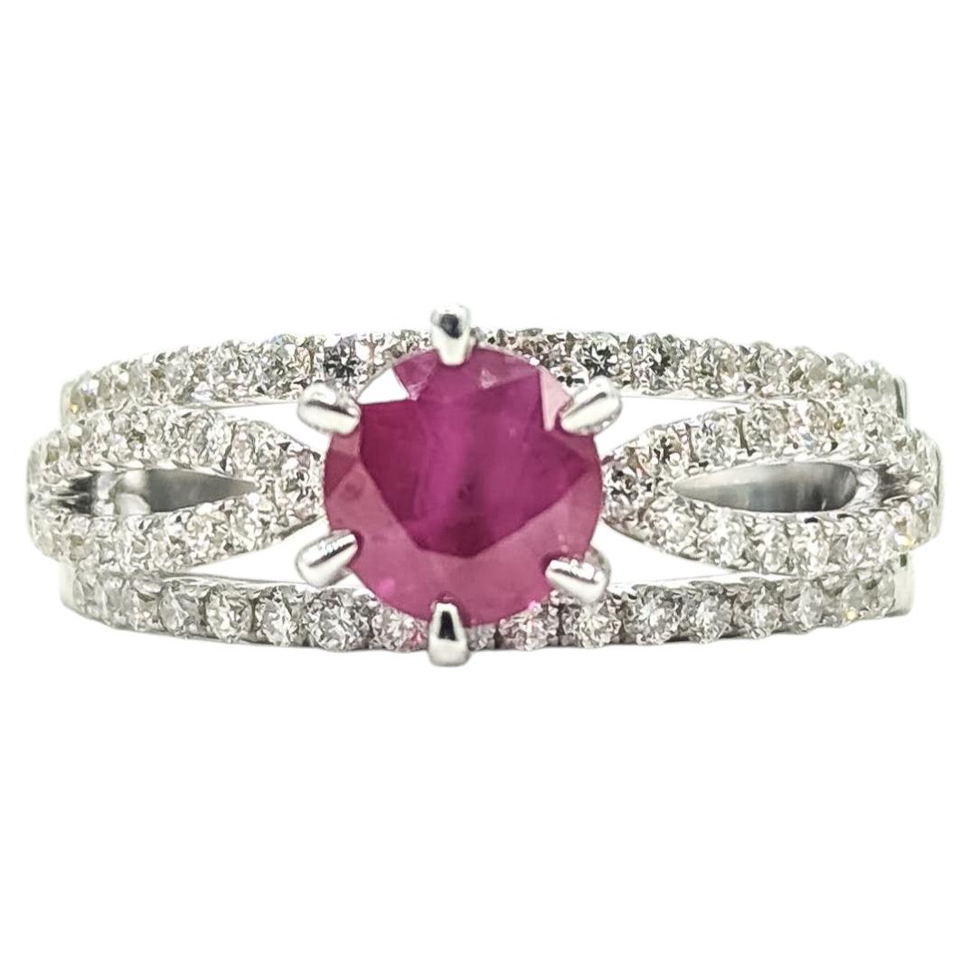 Infinity Ruby and Diamond Ring in 18k White Gold- GIA 2235532628 For Sale
