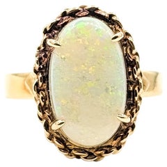 Vintage Australian White Opal Cocktail Ring in 14k Yellow Gold