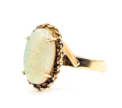 Vintage Australian White Opal Cocktail Ring in 14k Yellow Gold
