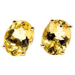 Oval Citrine Stud Earrings in 14k Yellow Gold