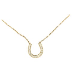 Horseshoe Diamond Pendant Necklace in 18k Yellow Gold