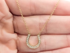 Horseshoe Diamond Pendant Necklace in 18k Yellow Gold