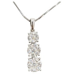 Three-Stone Diamond Journey Pendant Necklace in 14k White Gold