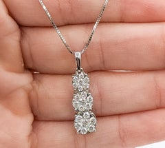 Three-Stone Diamond Journey Pendant Necklace in 14k White Gold