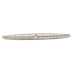 Antique Openwork Filigree Diamond Bar Brooch in 14k Yellow Gold
