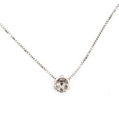 Circular Diamond Cluster Pendant Necklace in 14k White Gold