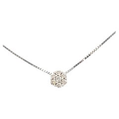 Circular Diamond Cluster Pendant Necklace in 14k White Gold