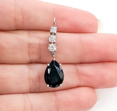 Pear-Shaped Green Tourmaline & Diamond Drop Pendant in 14k White Gold