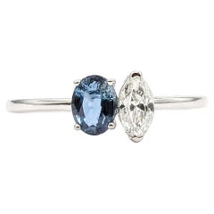 Alexandrite & Marquise-Cut Diamond Toi et Moi Ring in 14k White Gold